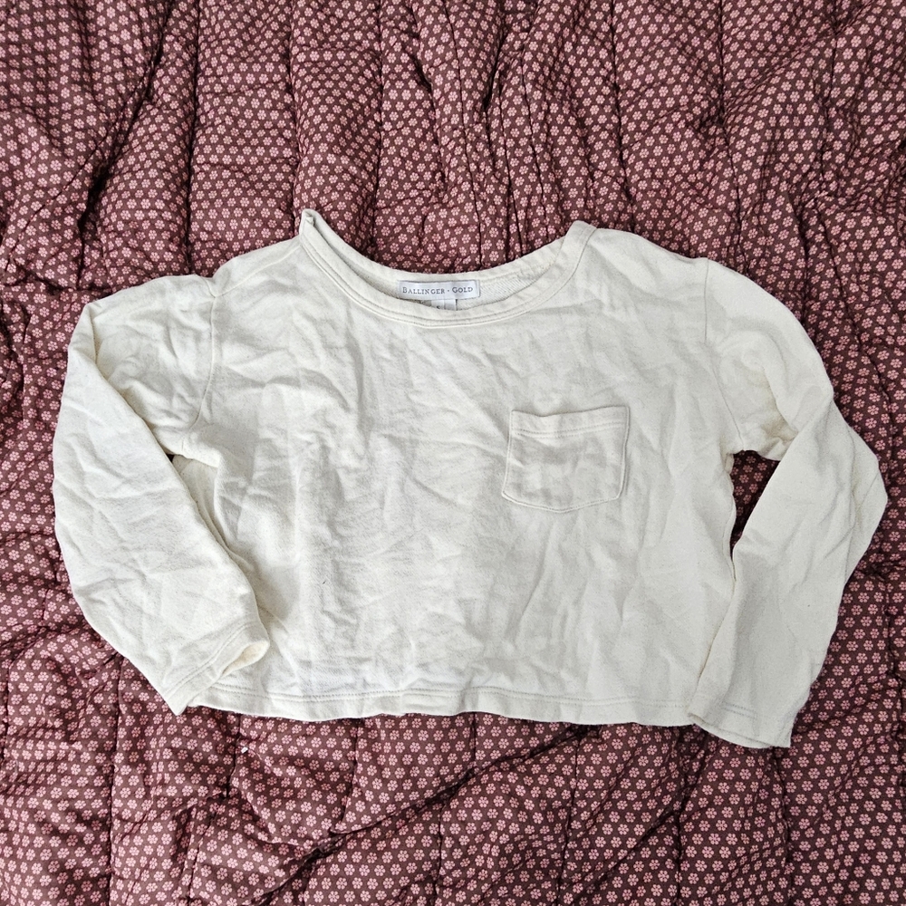 Cropped white pocket sweater